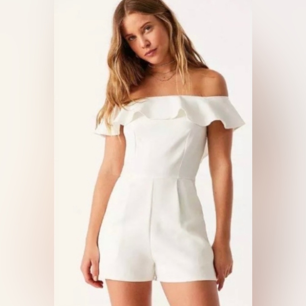 OML Urban Outfitters Off the Shoulder Romper in White
